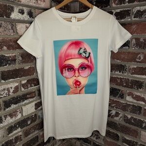 3-D Pop Art Y2K Inspired Pink Bob Lollipop Graphic Tee